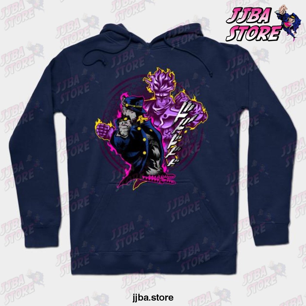 Attack Of Jotaro Jojos Bizarre Adventure Hoodie Navy Blue / S