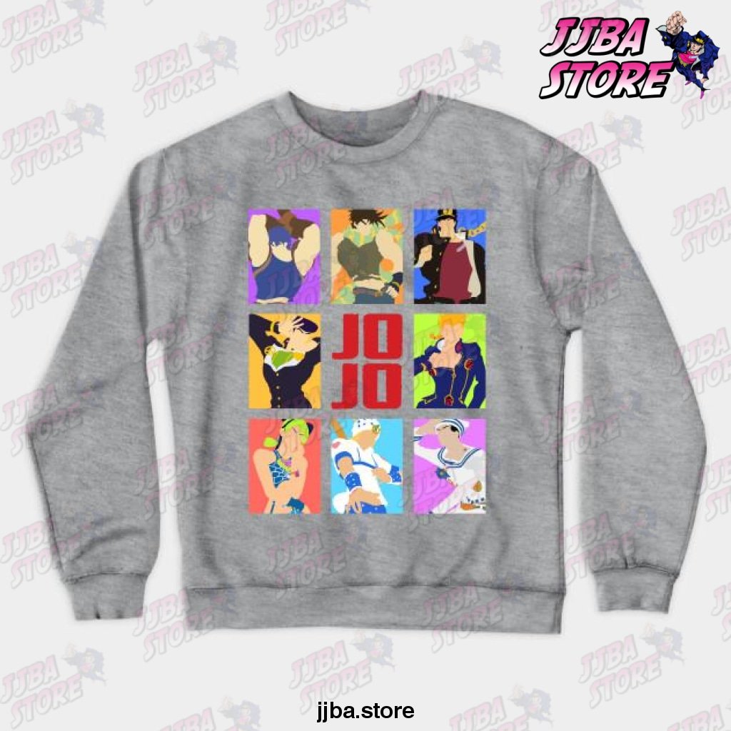 Jojos Bizarre Adventure - Heroes Crewneck Sweatshirt Gray / S