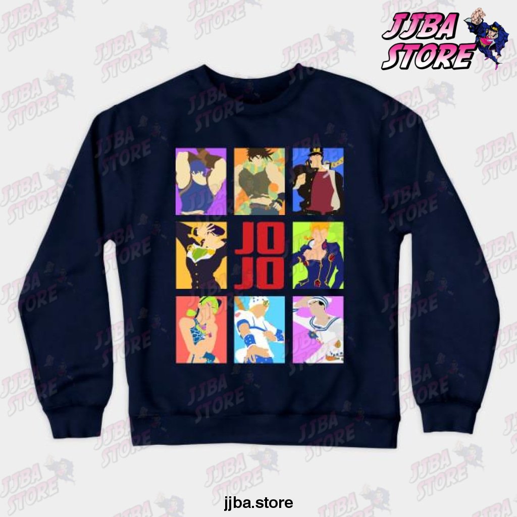Jojos Bizarre Adventure - Heroes Crewneck Sweatshirt Navy Blue / S