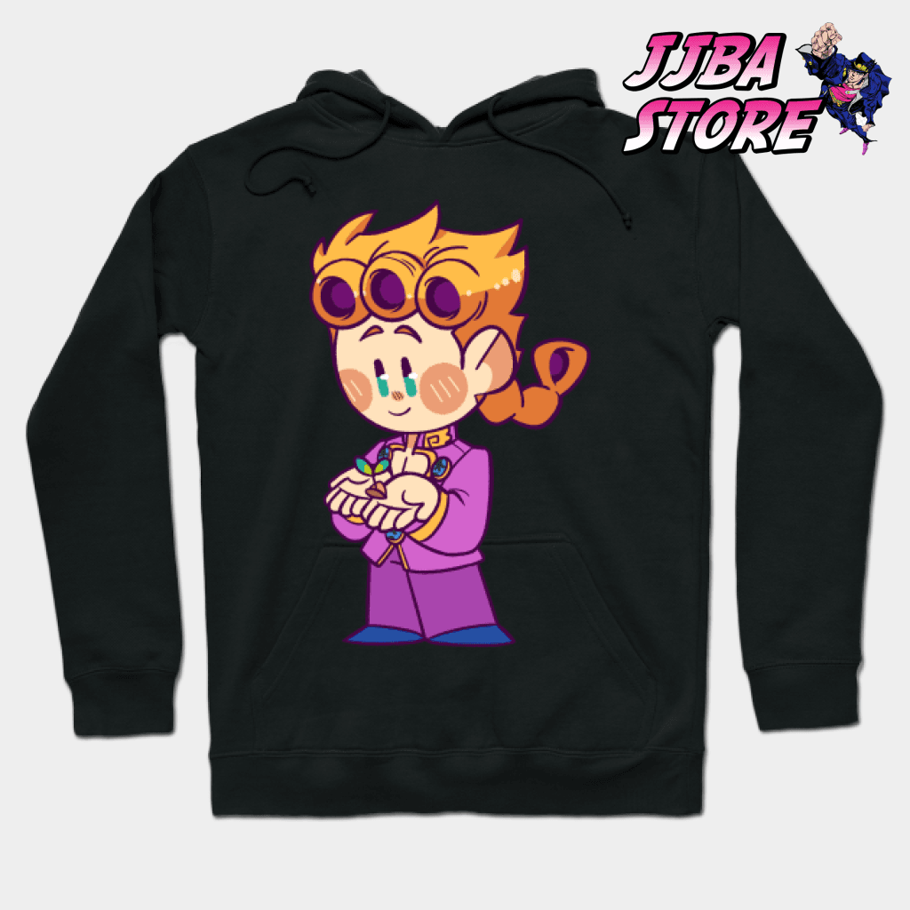 Jjba Chibi Giorno Hoodie Black / S