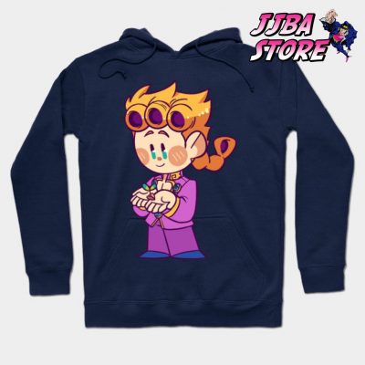 Jjba Chibi Giorno Hoodie Navy Blue / S